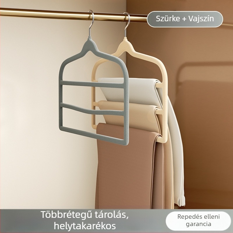 Többszintes vállfák csúszásmentes velúr bevonattal, egyszerű otthoni tárolás, megvastagított vállfák nadrágok és ruhák számára