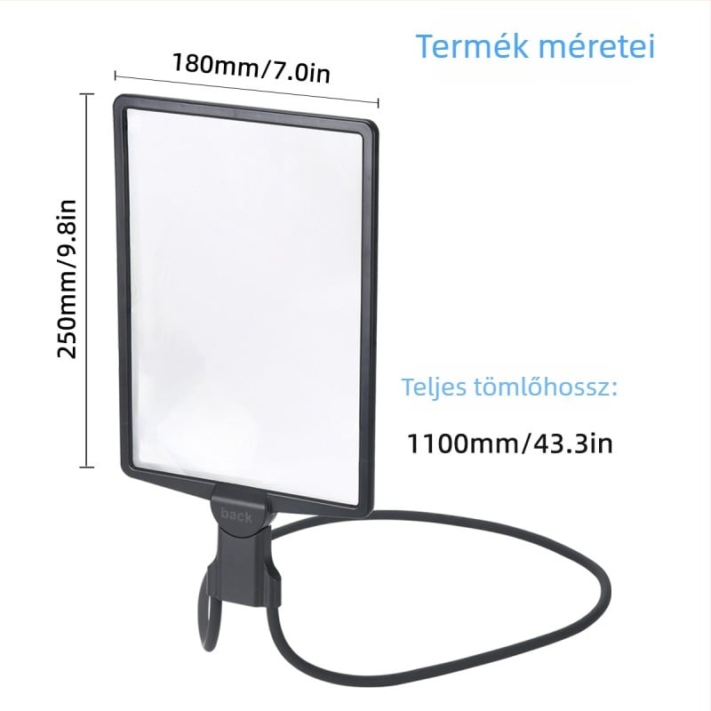 HD LED-es nyakba akasztható nagyító könyvek és újságok olvasásához, töltővel rendelkező kézi asztali olvasó