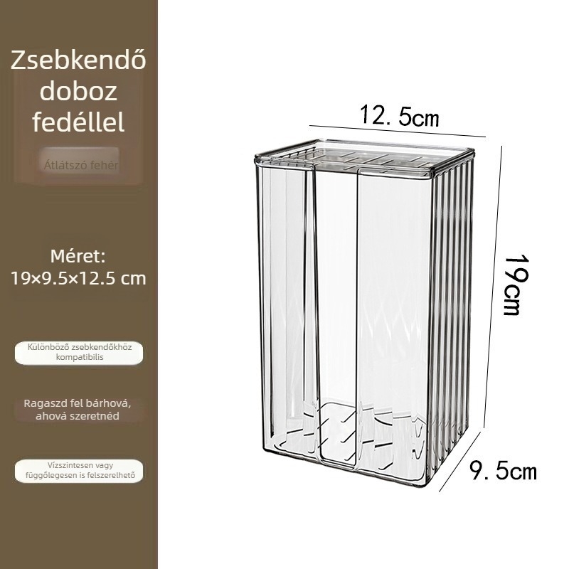 Falihoz szerelhető zsebkendő-doboz és törölközőtartó fürdőszobába és konyhába, fúrás nélkül, fordított papírtartó doboz