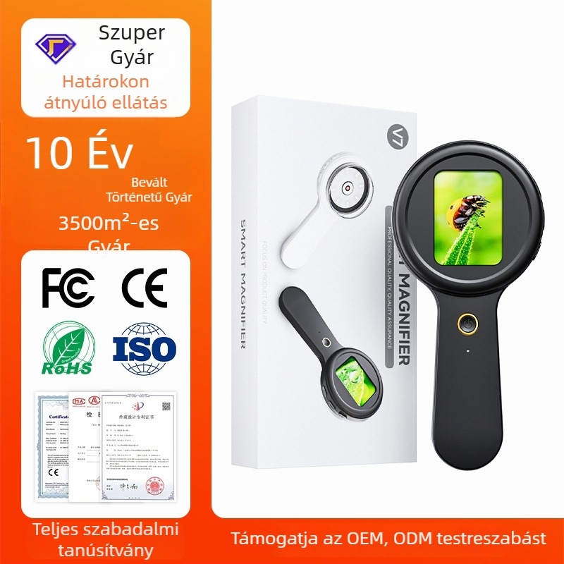 Cross-Lens V7 kézi digitális nagyító-mikroszkóp, 2 MP HD, ipari szintű elektronikus nagyító időseknek