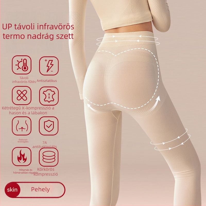 Magas derekú haskontrollal és fenékemeléssel készült termikus leggings nőknek – vastag alapréteg