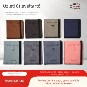 PU bőr útlevél tartó RFID-védelmmel, több kártyatartóval, jegy- és igazolvány-szervező — prémium utazási dokumentumtáska