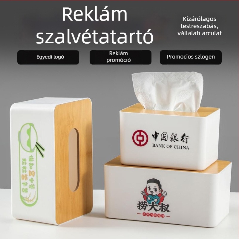Logóval nyomtatható kreatív zsepiadoboz, letisztult, prémium minőségű autóba illő zsepiatartó, sokoldalú tároló doboz
