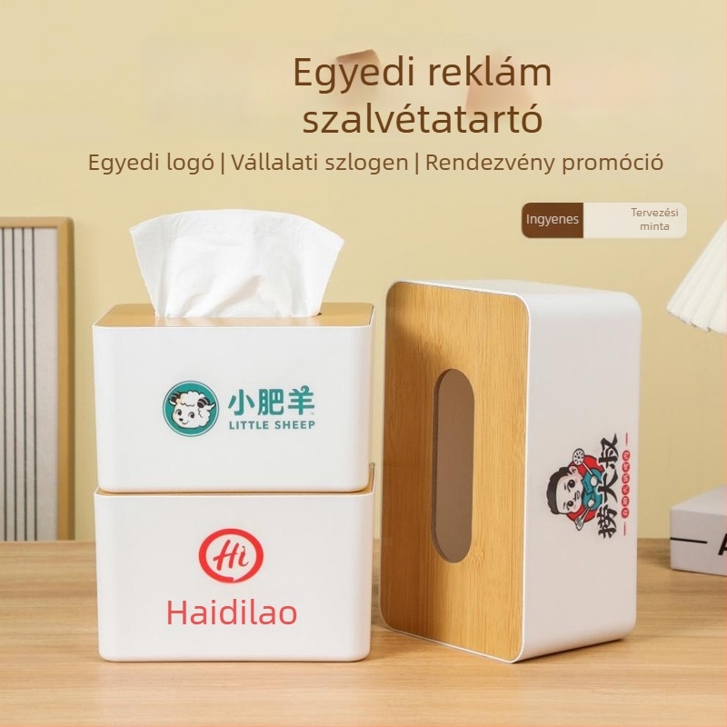 Logóval nyomtatható kreatív zsepiadoboz, letisztult, prémium minőségű autóba illő zsepiatartó, sokoldalú tároló doboz