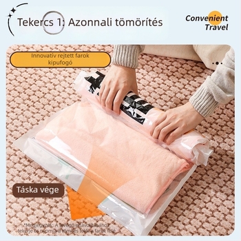 Kézzel görgethető vákuum tároló taska, kis méret, ruhák és pehelykabát számára, utazáshoz
