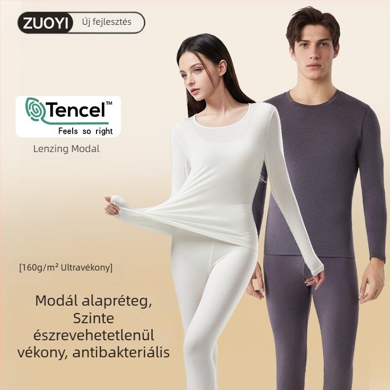 Uniszex Lenzing Modal termikus alsóruha készlet ősz-télre, karcsú szabás, antibakteriális, vékony hosszú ujjú felső és hosszú nadrág