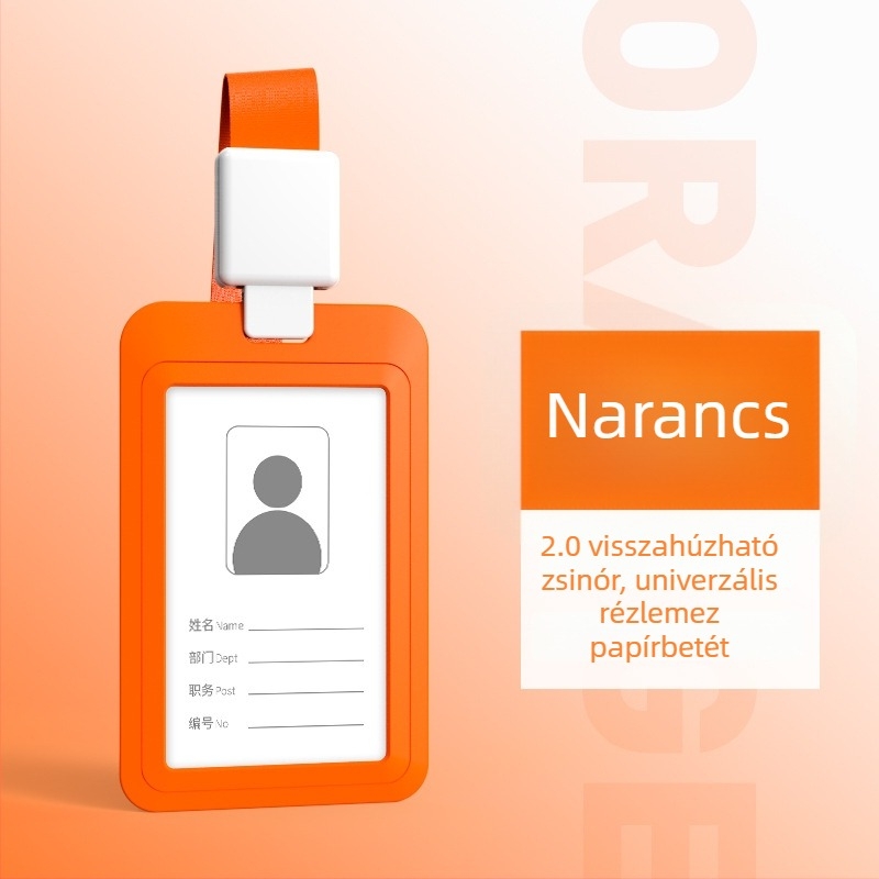 Kétoldalas, átlátszó műanyag névjegykártyatartó nyakpánttal