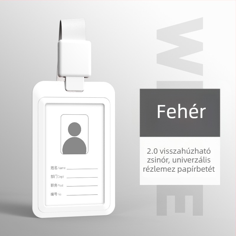 Kétoldalas, átlátszó műanyag névjegykártyatartó nyakpánttal