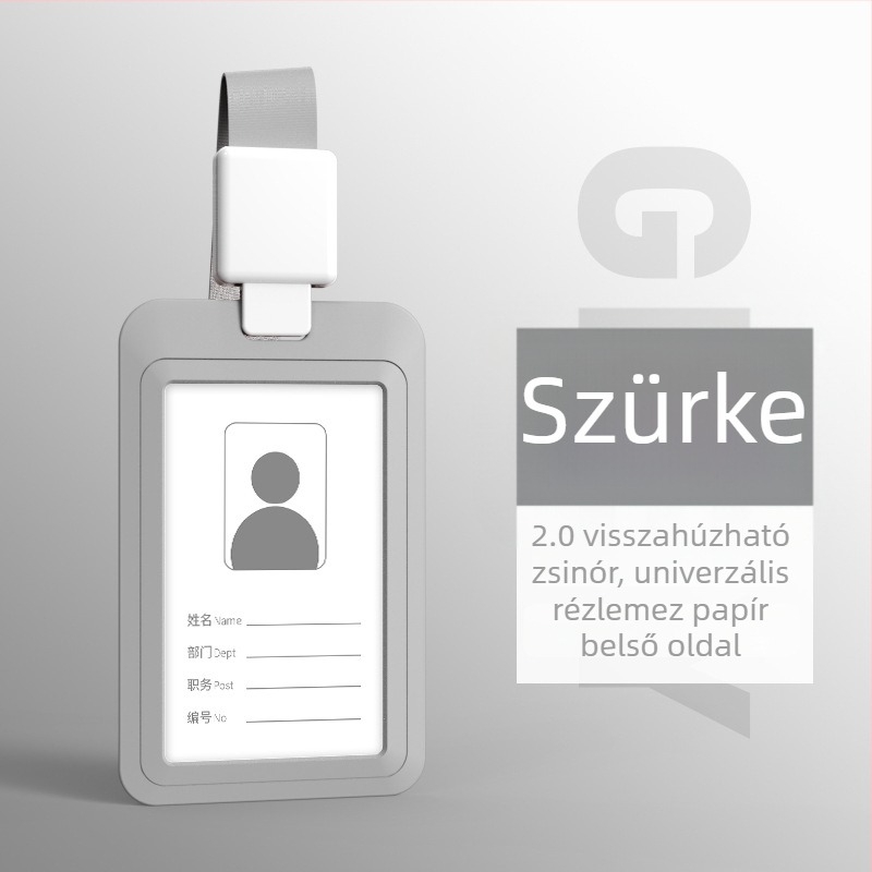 Kétoldalas, átlátszó műanyag névjegykártyatartó nyakpánttal