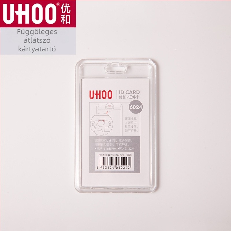 Youhe 6024 Kétoldalas, Átlátszó Akril Kártyatartó Azonosító Kártyákhoz — minimál stílusú, modern kártyaszett munka, busz, étkezés és diák kártyákhoz