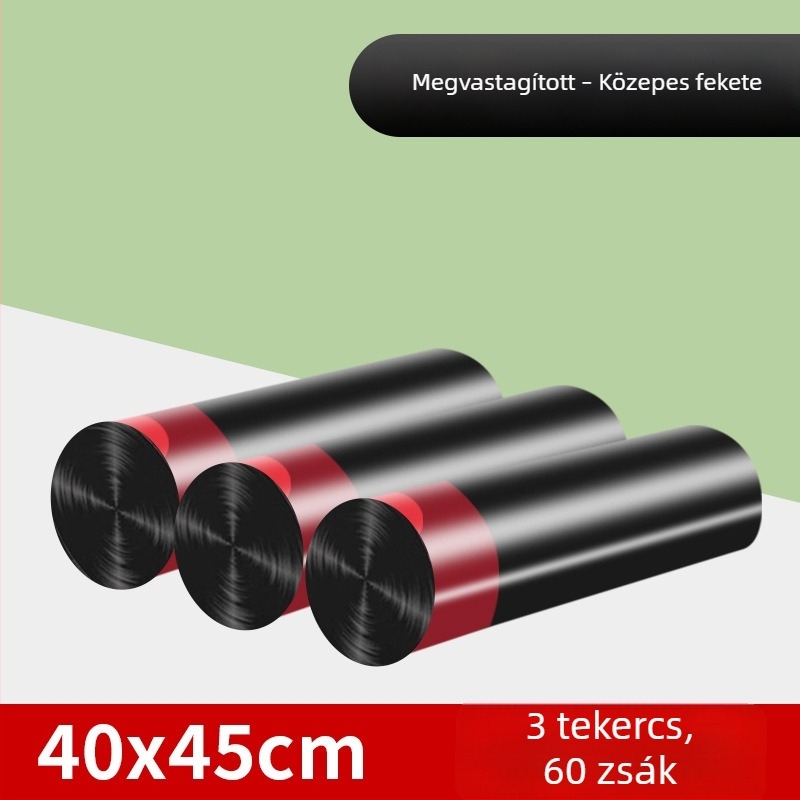 Háztartási erősített húzózsinóros szemeteszsákok, nagy méret, automatikus zárás, konyhai csomag