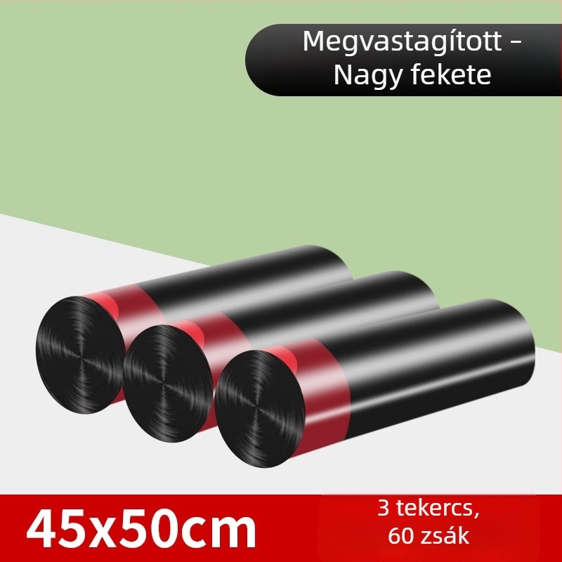 Háztartási erősített húzózsinóros szemeteszsákok, nagy méret, automatikus zárás, konyhai csomag