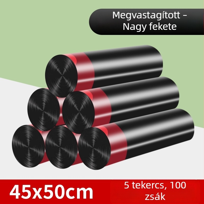 Háztartási erősített húzózsinóros szemeteszsákok, nagy méret, automatikus zárás, konyhai csomag