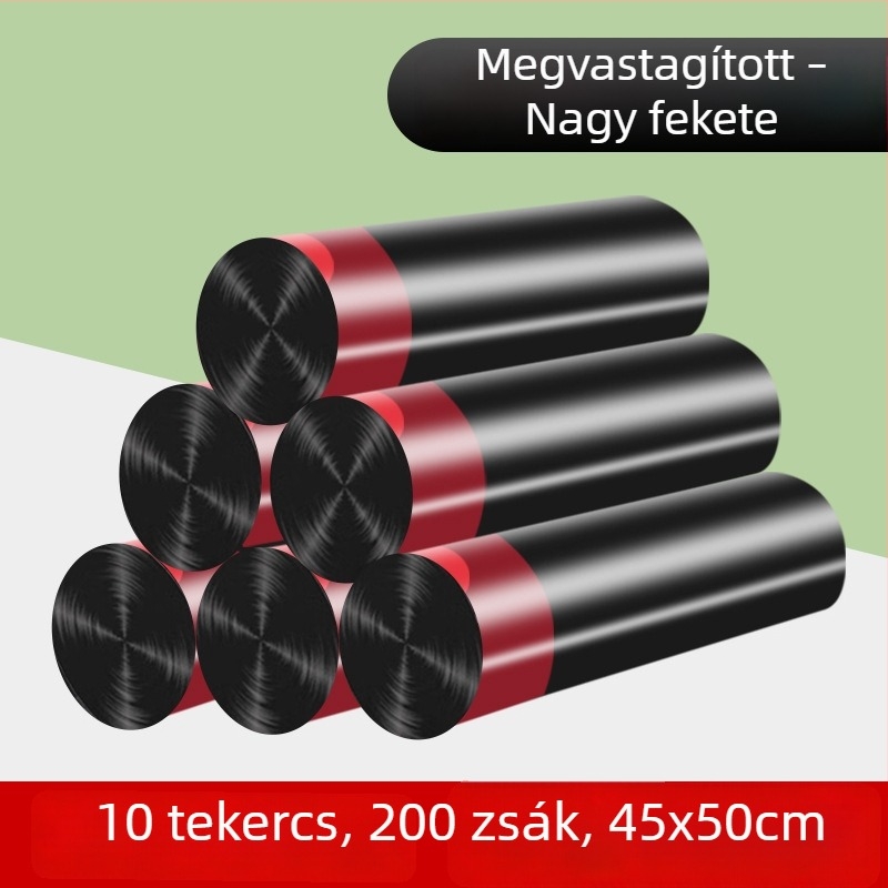 Háztartási erősített húzózsinóros szemeteszsákok, nagy méret, automatikus zárás, konyhai csomag