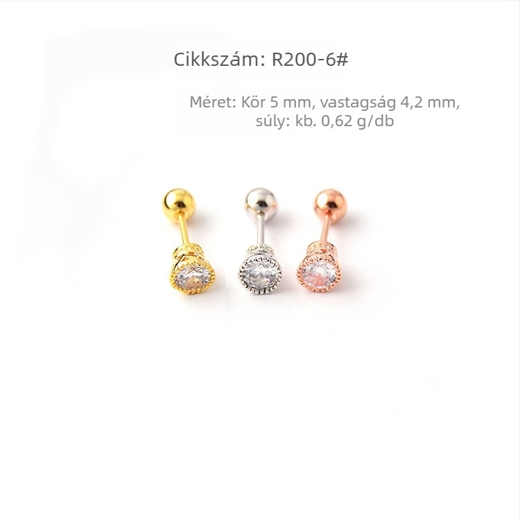 Réz fülbevaló 18K aranyozással, szív alakú, mikro cirkón kövekkel
