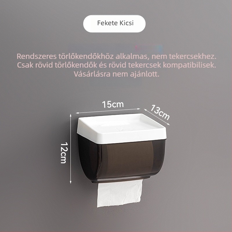 Fúrás nélküli falra szerelhető vécépapír-doboz, vízálló fürdőszobai tároló