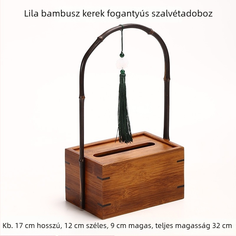 Bambusz zsebkendő tartó, új kínai stílus, könnyed lux, tömörfa tároló zsebkendők számára, nappali dekor.