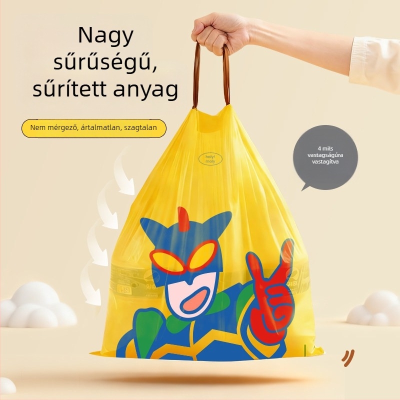 Megerősített szemeteszsákok húzózsinórral, nagy méret, otthonra, irodába és kollégiumba, diákoknak gazdaságos csomag, nagy kapacitás