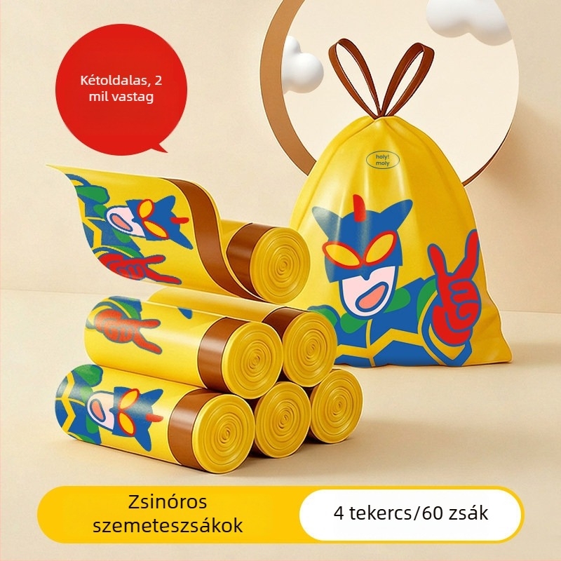 Megerősített szemeteszsákok húzózsinórral, nagy méret, otthonra, irodába és kollégiumba, diákoknak gazdaságos csomag, nagy kapacitás