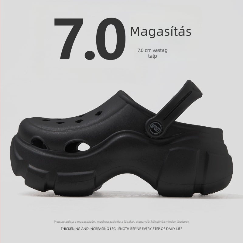 Női otthoni papucs vastag talppal, kétoldalas viselet, magasságot növelő, csúszásmentes, lélegző, szagtalan