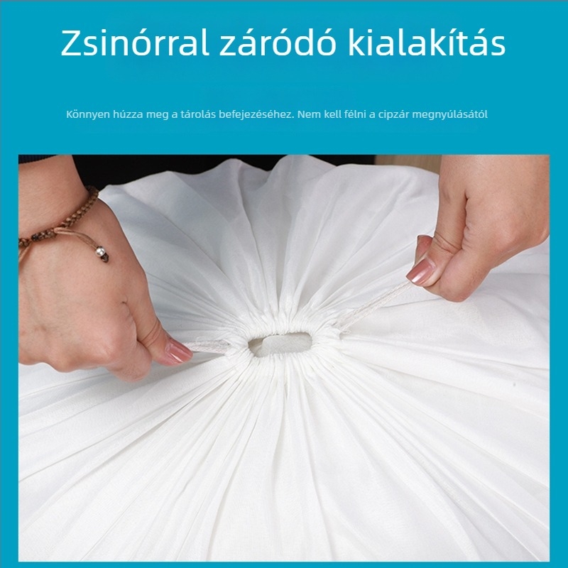 Összecsukható textil tárolótáska ruhákhoz, piszkos ruhákhoz és takaróhoz, nedvességálló húzózsinórral