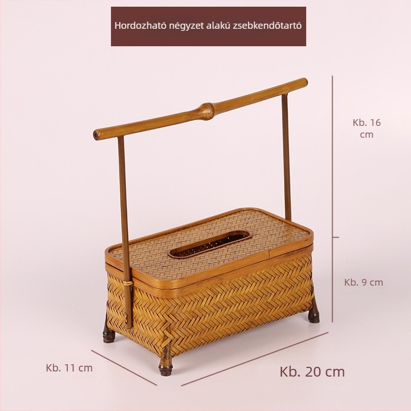 Bambusz szalvétatartó, fonott, új kínai stílus, nappaliba, asztali dekoráció, zen ihletésű
