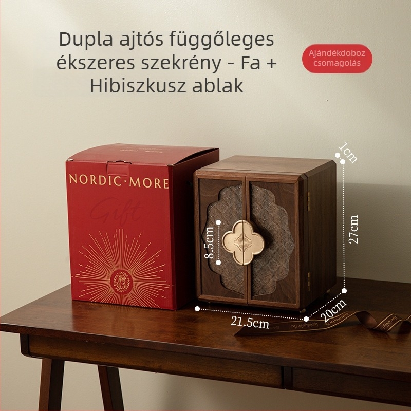 Fából készült ékszeres doboz kínai stílusban, új kínai stílus, retro többszintes tároló, egyszínű, merev kivitel