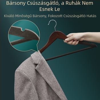 Masszív fából készült ruhakasztó széles vállakkal, varrat nélküli dizájn, európai stílus – 5 darabos készlet
