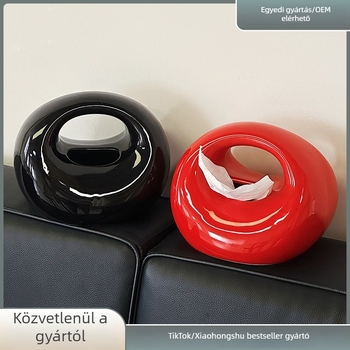 Kerámiás zsebkendő doboz táska formájú, modern minimalista nappali dekoráció