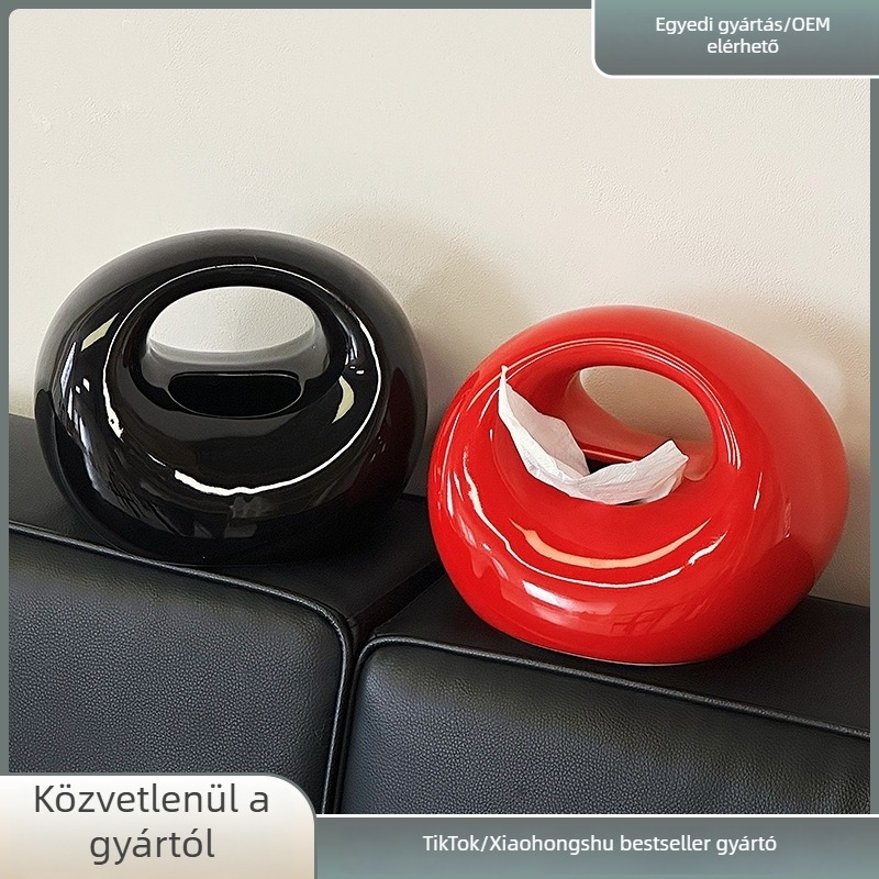 Kerámiás zsebkendő doboz táska formájú, modern minimalista nappali dekoráció