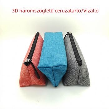 3D-s háromszög alakú tolltartó, nagy kapacitású, vízálló Oxford anyagból, iskolai írószerek készleteinek, általános iskolásoknak, foltálló