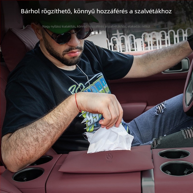BMW 3/5/X3/X5/X7 sorozatokhoz kompatibilis bőr autós szalvétatartó függő