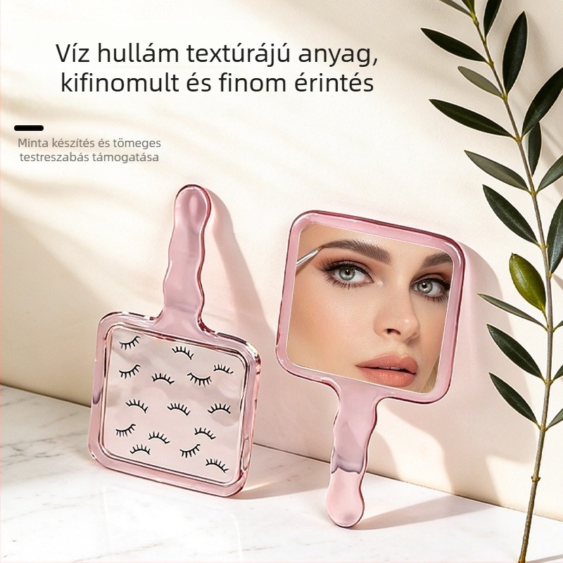 Új kézbe vehető sminktükör vízhullám mintával, hordozható fogantyúval, kreatív kompakt tükör