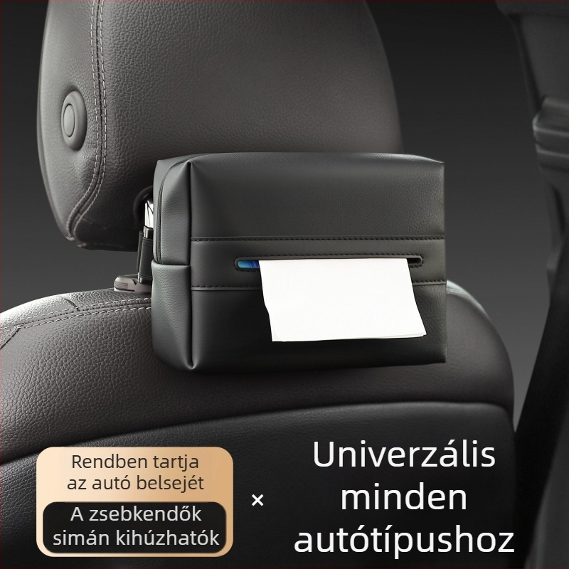 Bőr autóba való zsebkendő tartó, függő kartámasztartó és autós szemetes, belső dekoráció