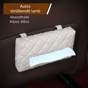 Bőr autós zsebkendő-tartó, multifunkcionális belső szervező