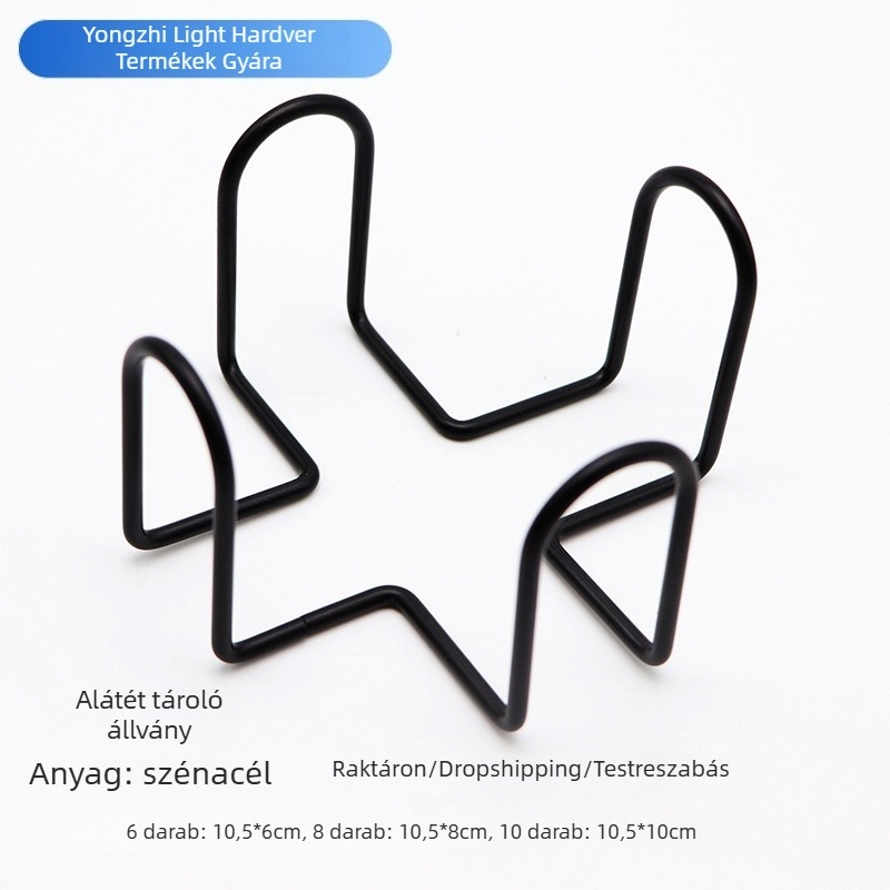 Szénacél poháralátét tartó állvány, modern minimalista design, szerelés nélkül