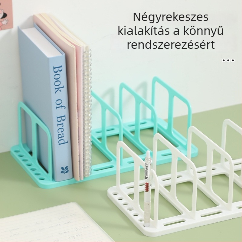Háromszintes asztali könyvespolc, rendező az asztalra, irodai tároló