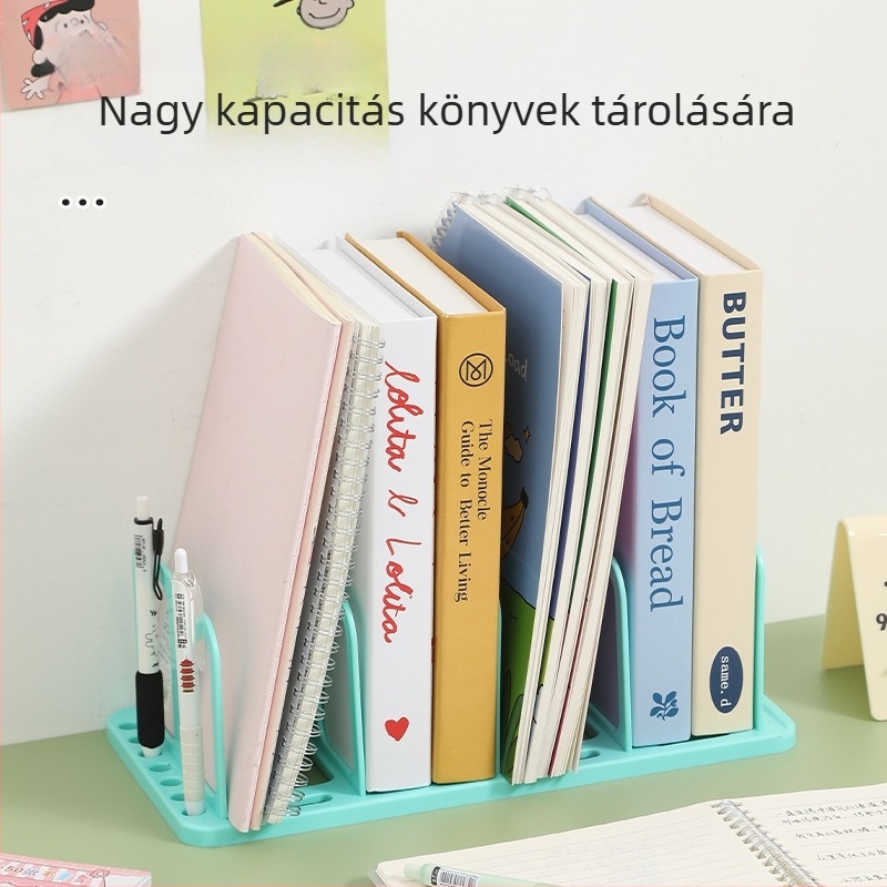 Háromszintes asztali könyvespolc, rendező az asztalra, irodai tároló