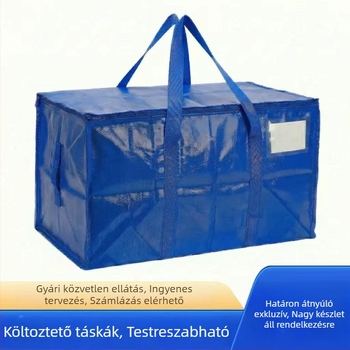PP szövött költöztető táska, kocka alakú, nagy kapacitású, ruhák és takarók tárolására