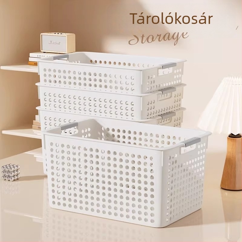 Műanyag tárolókosár – konyhai gyümölcsökhöz és nassolnivalókhoz, játékok rendezője és ruhás doboz, asztali szervező