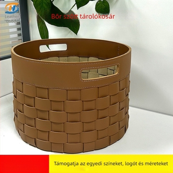 Hongfei PU bőrhatású szövött tárolókosár játékokhoz, ruhákhoz és mosáshoz, otthoni rendszerezés