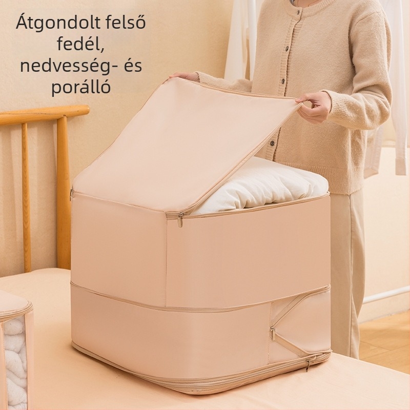 Beilian Nagy kapacitású ágynemű és ruhatároló táska, kubus alakú, dupla rétegű, összecsukható, twill anyag