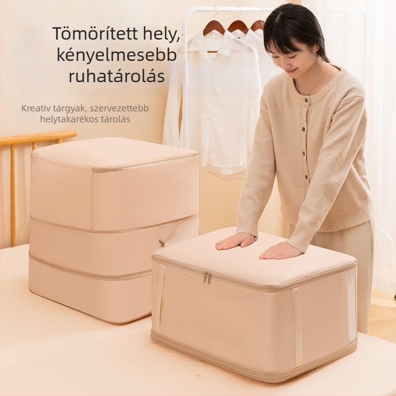 Beilian Nagy kapacitású ágynemű és ruhatároló táska, kubus alakú, dupla rétegű, összecsukható, twill anyag