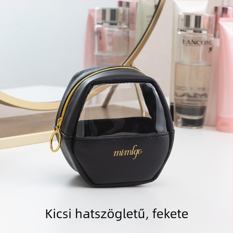 PU bőr vízálló, átlátszó kozmetikai neszesszer utazáshoz – smink szervező