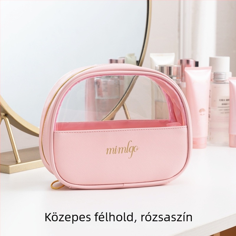 PU bőr vízálló, átlátszó kozmetikai neszesszer utazáshoz – smink szervező