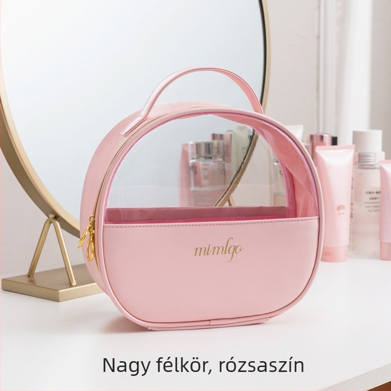 PU bőr vízálló, átlátszó kozmetikai neszesszer utazáshoz – smink szervező