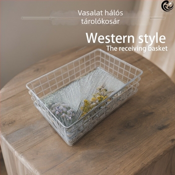 Nordic vasból készült hálós tárolókosár íróasztalhoz – irodába és hálószobába, kreatív fürdőszobai tároló
