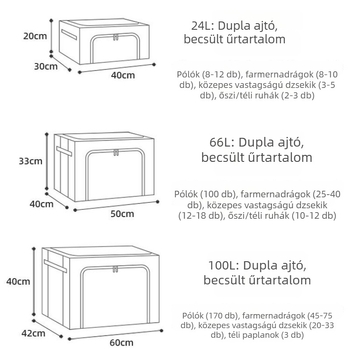 Nagy ablakú pamut–len tároló doboz, összehajtható textil ruhatartó rendező, átlátszó vízálló paplan tároló doboz kollégiumi szobákhoz