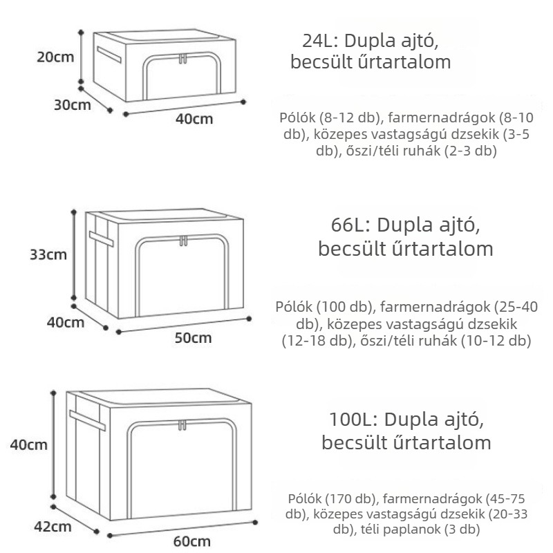 Nagy ablakú pamut–len tároló doboz, összehajtható textil ruhatartó rendező, átlátszó vízálló paplan tároló doboz kollégiumi szobákhoz