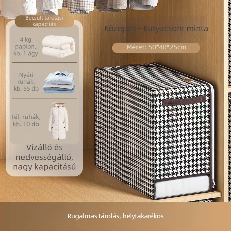 Összecsukható textil tároló doboz, nagy kapacitású ruháknak, fehérneműnek és takaróknak
